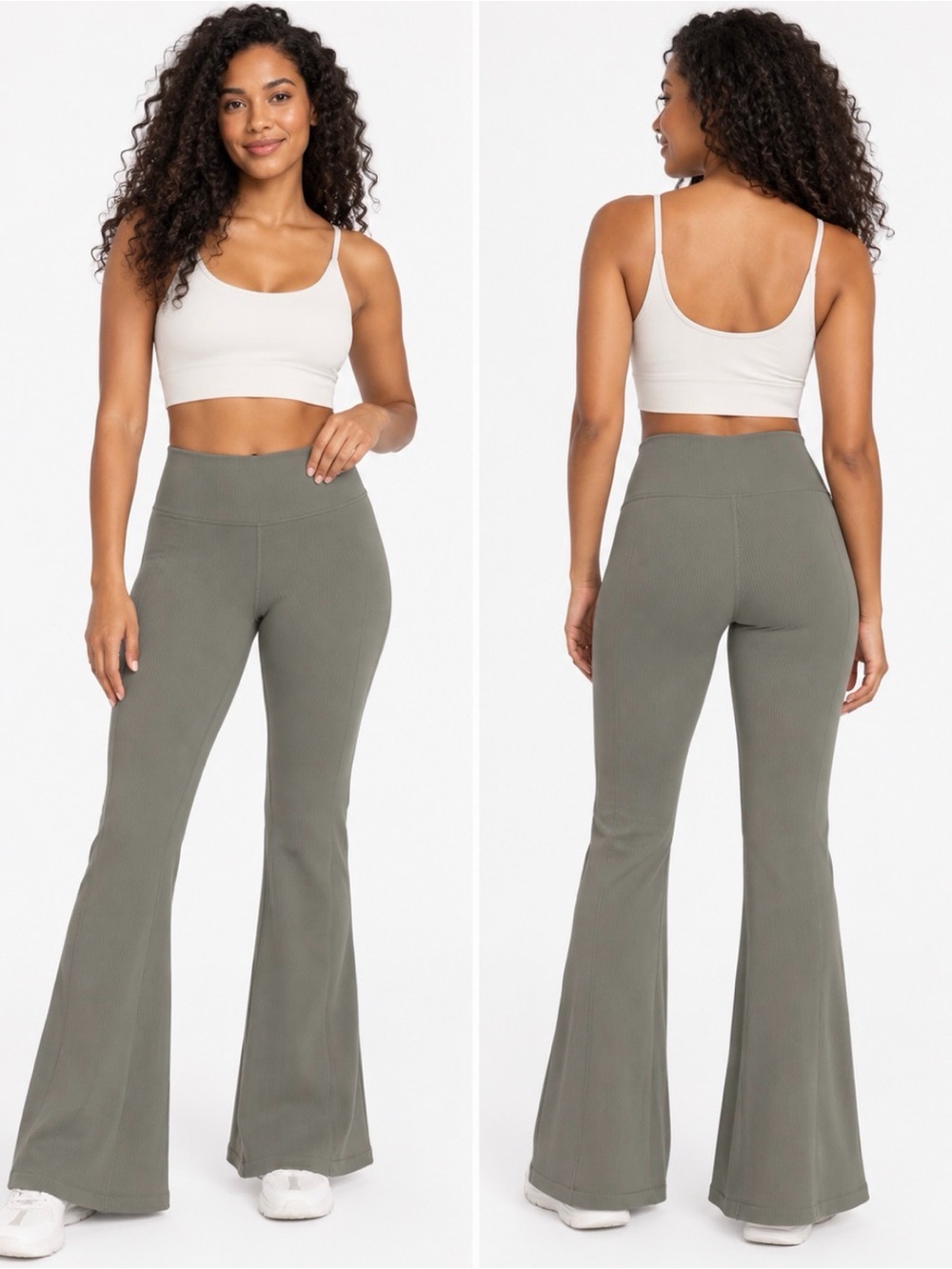 Forever 21 Olive High-Waist Flare Leggings